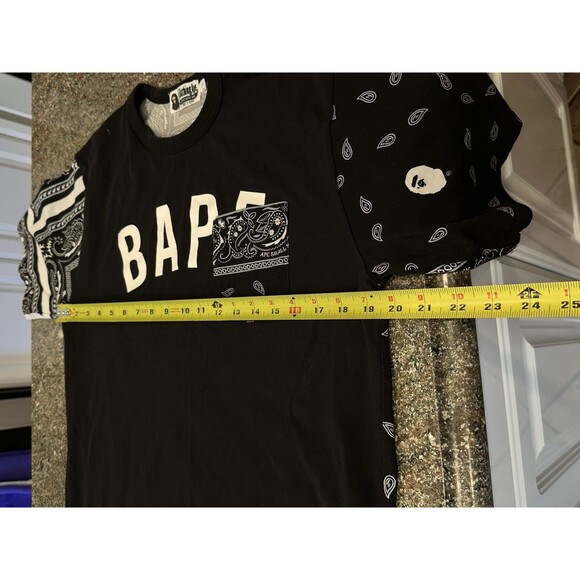 Bape Bandana Print Tee Black L  Lightly USED see all pics and measurements - Picture 14 of 15